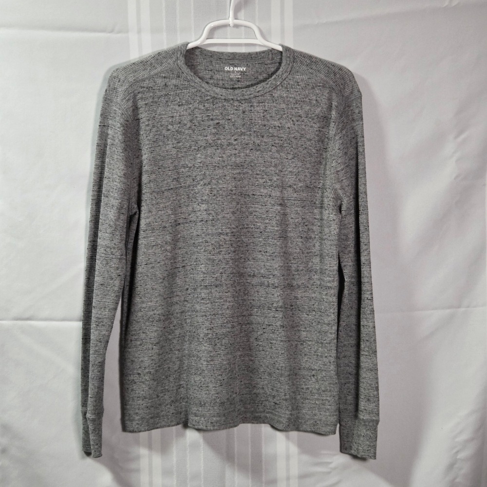 Old Navy Waffle Knit Shirt Mens Small Grey LS Thermal Built-In Flex 752861-01